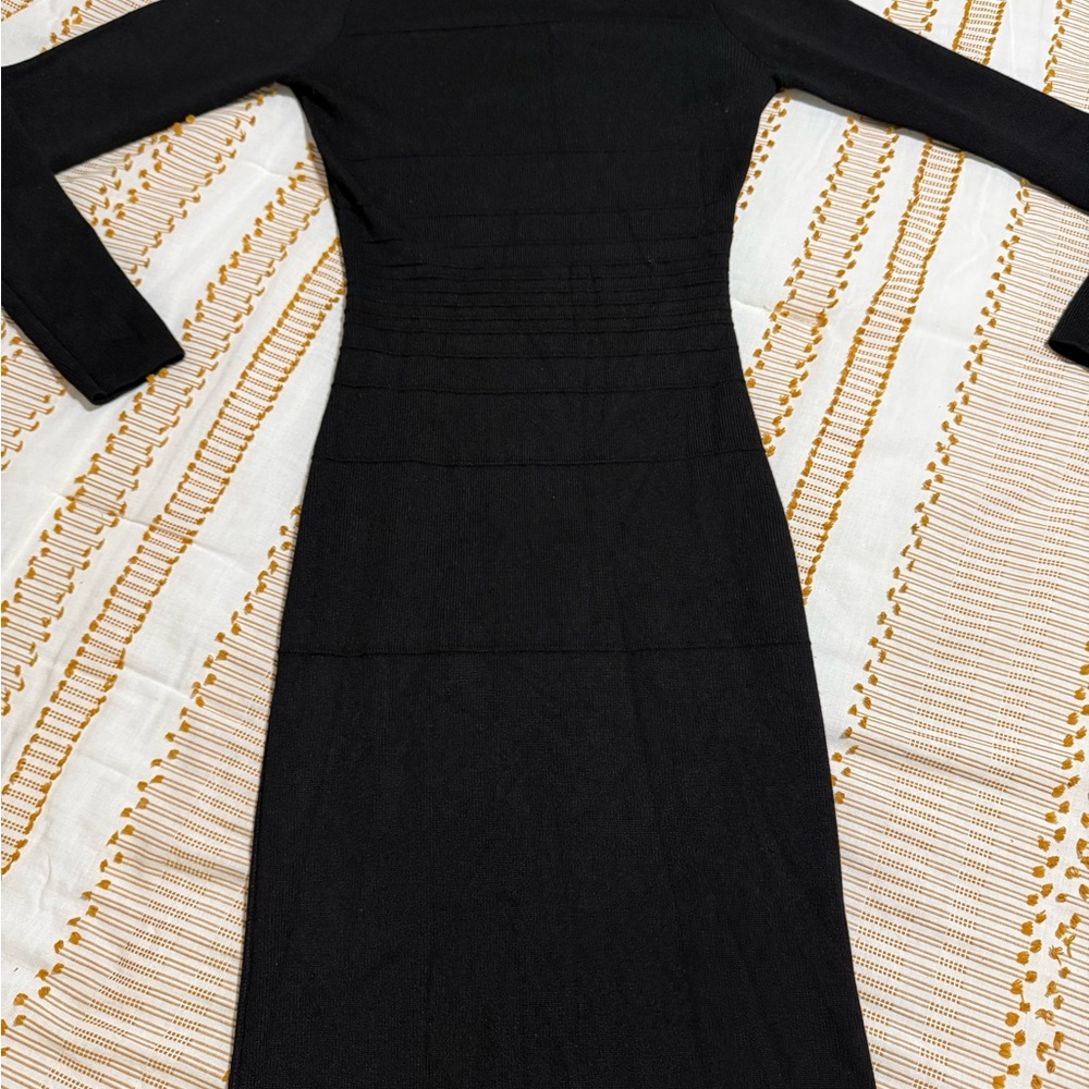 Fashion Nova Mock Neck Midi Black Dress